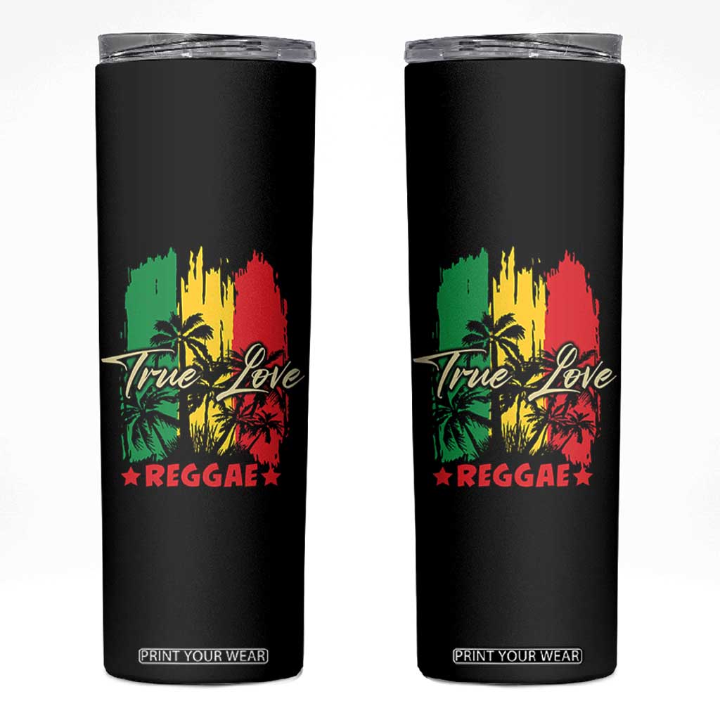 True Love Reggae Skinny Tumbler Jamaican Rasta Music Palm Tree TS11 Black Print Your Wear
