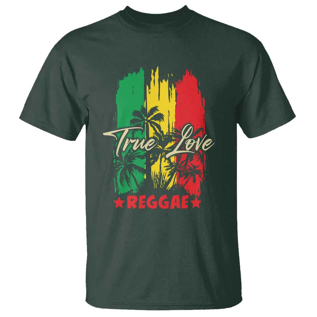 True Love Reggae T Shirt Jamaican Rasta Music Palm Tree TS11 Dark Forest Green Print Your Wear