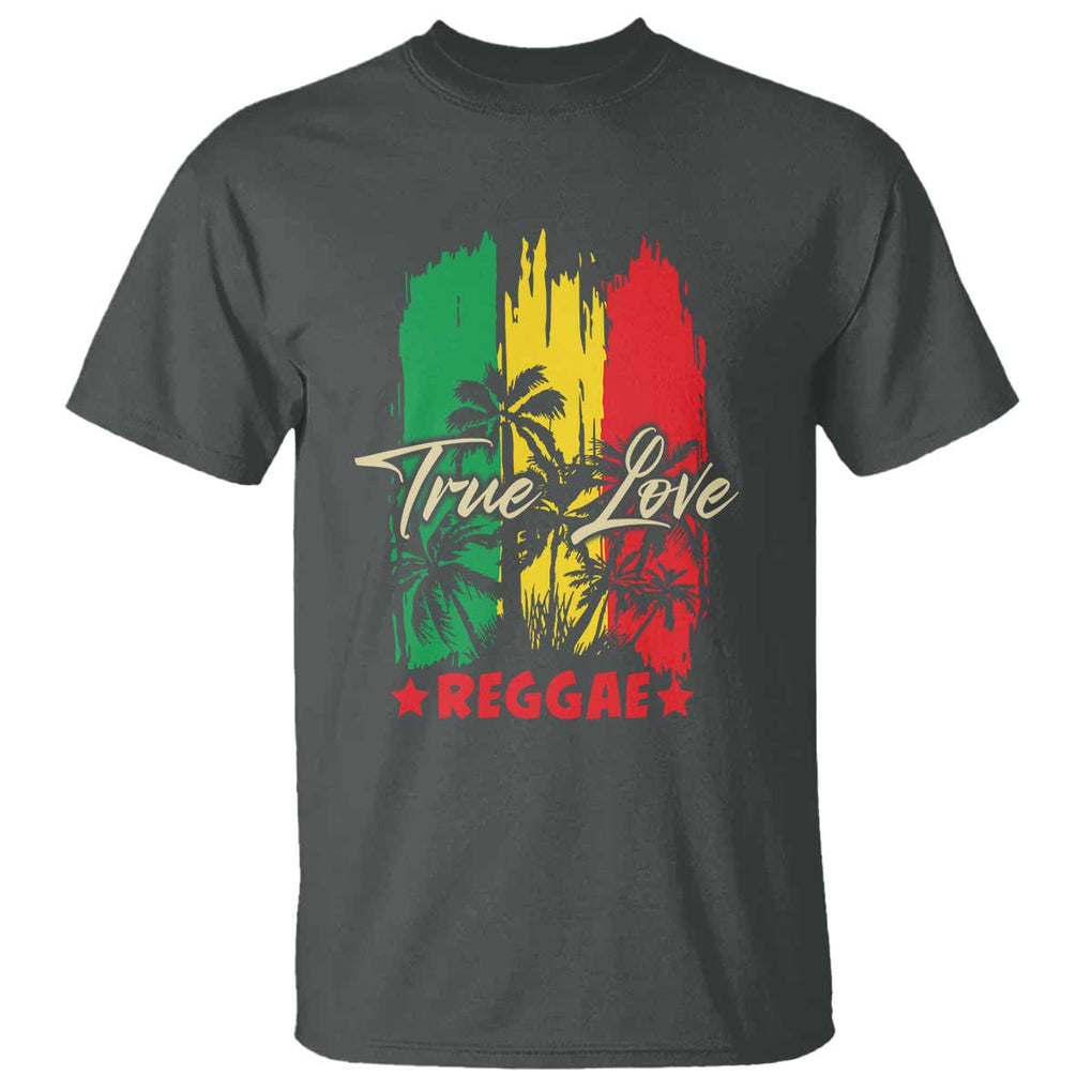 True Love Reggae T Shirt Jamaican Rasta Music Palm Tree TS11 Dark Heather Print Your Wear