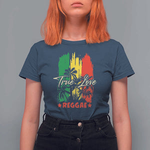 True Love Reggae T Shirt For Women Jamaican Rasta Music Palm Tree TS11 Navy Print Your Wear