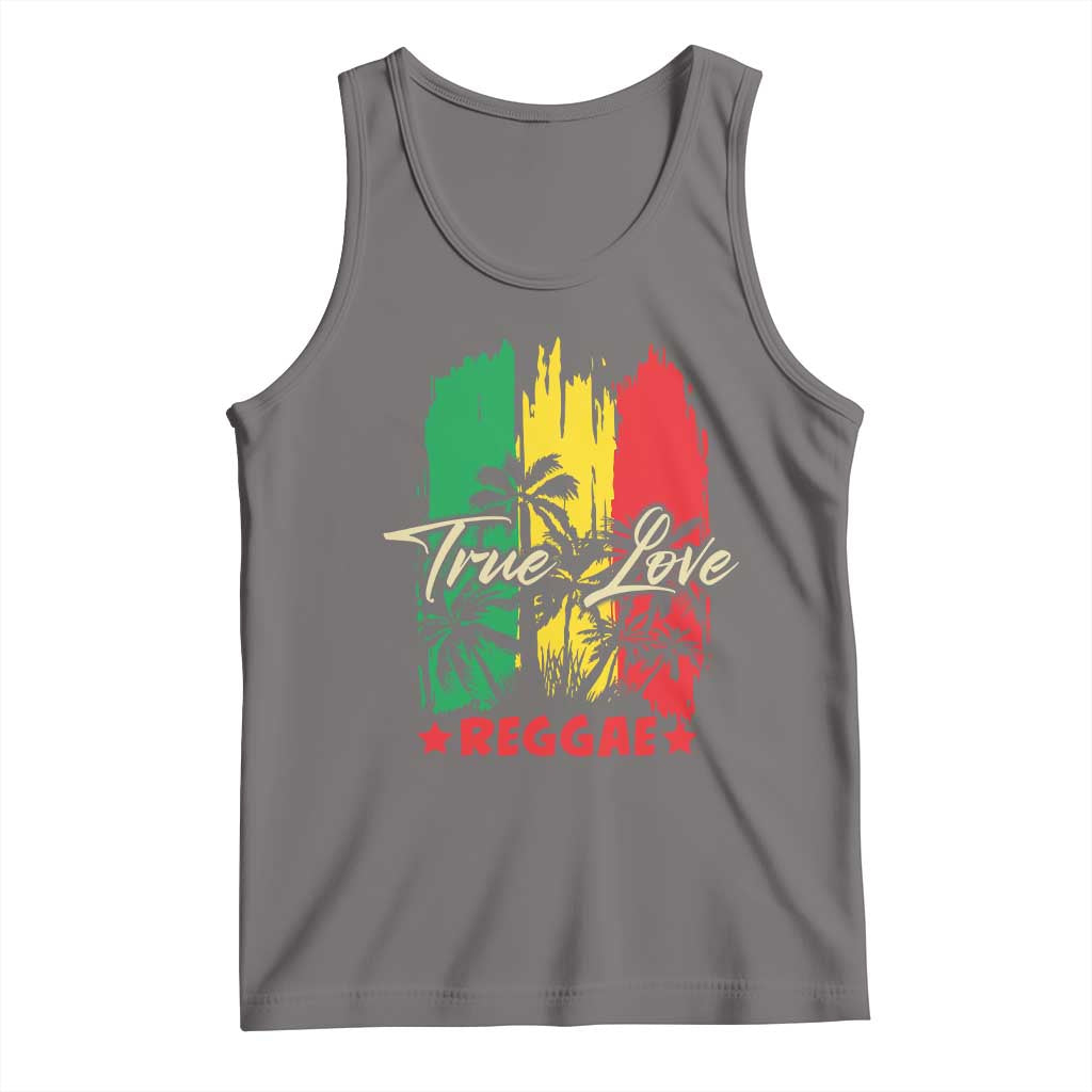 True Love Reggae Tank Top Jamaican Rasta Music Palm Tree TS11 Deep Heather Print Your Wear