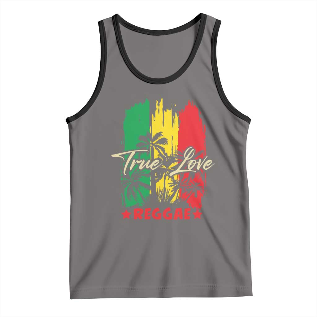 True Love Reggae Tank Top Jamaican Rasta Music Palm Tree TS11 Deep Heather Black Print Your Wear