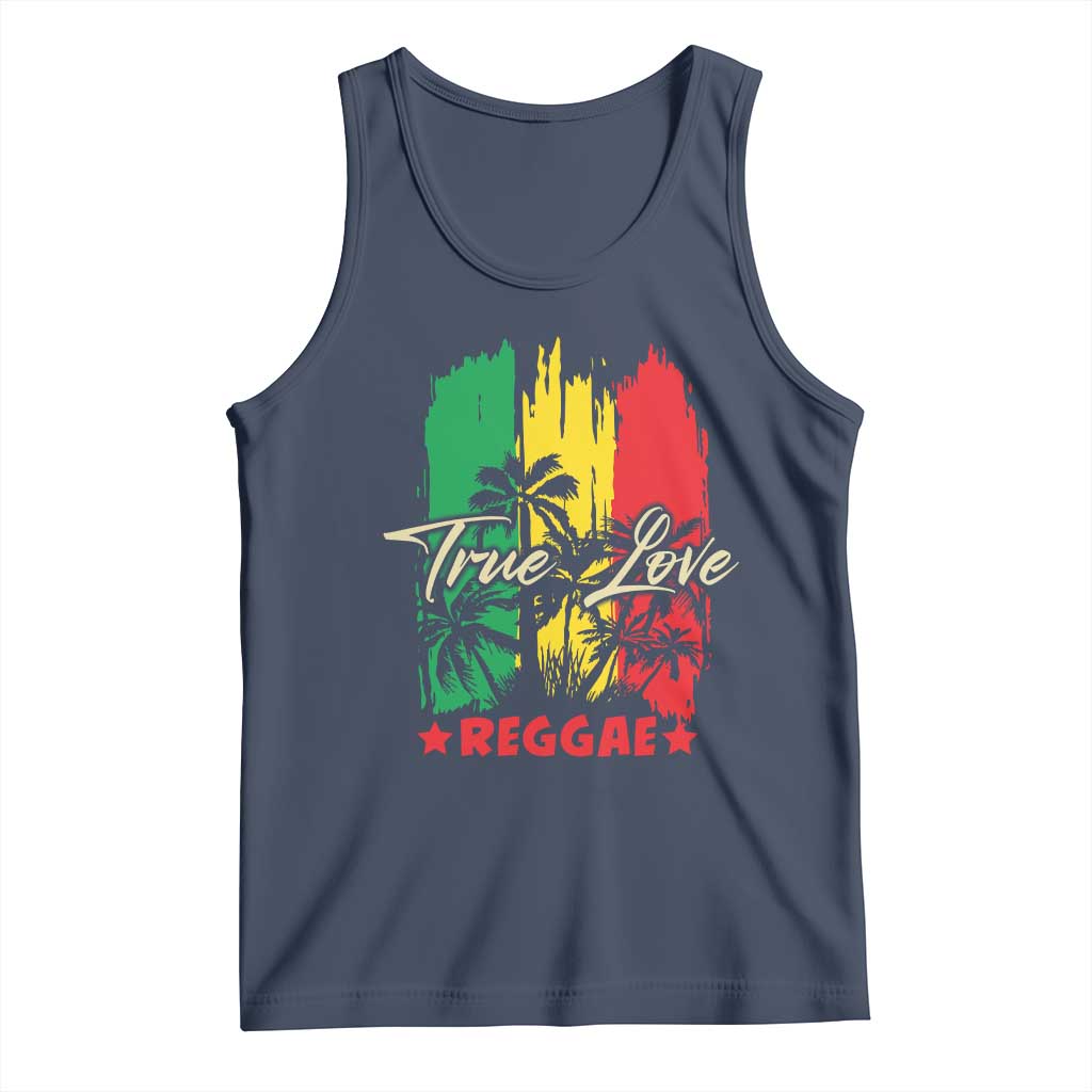 True Love Reggae Tank Top Jamaican Rasta Music Palm Tree TS11 Navy Print Your Wear