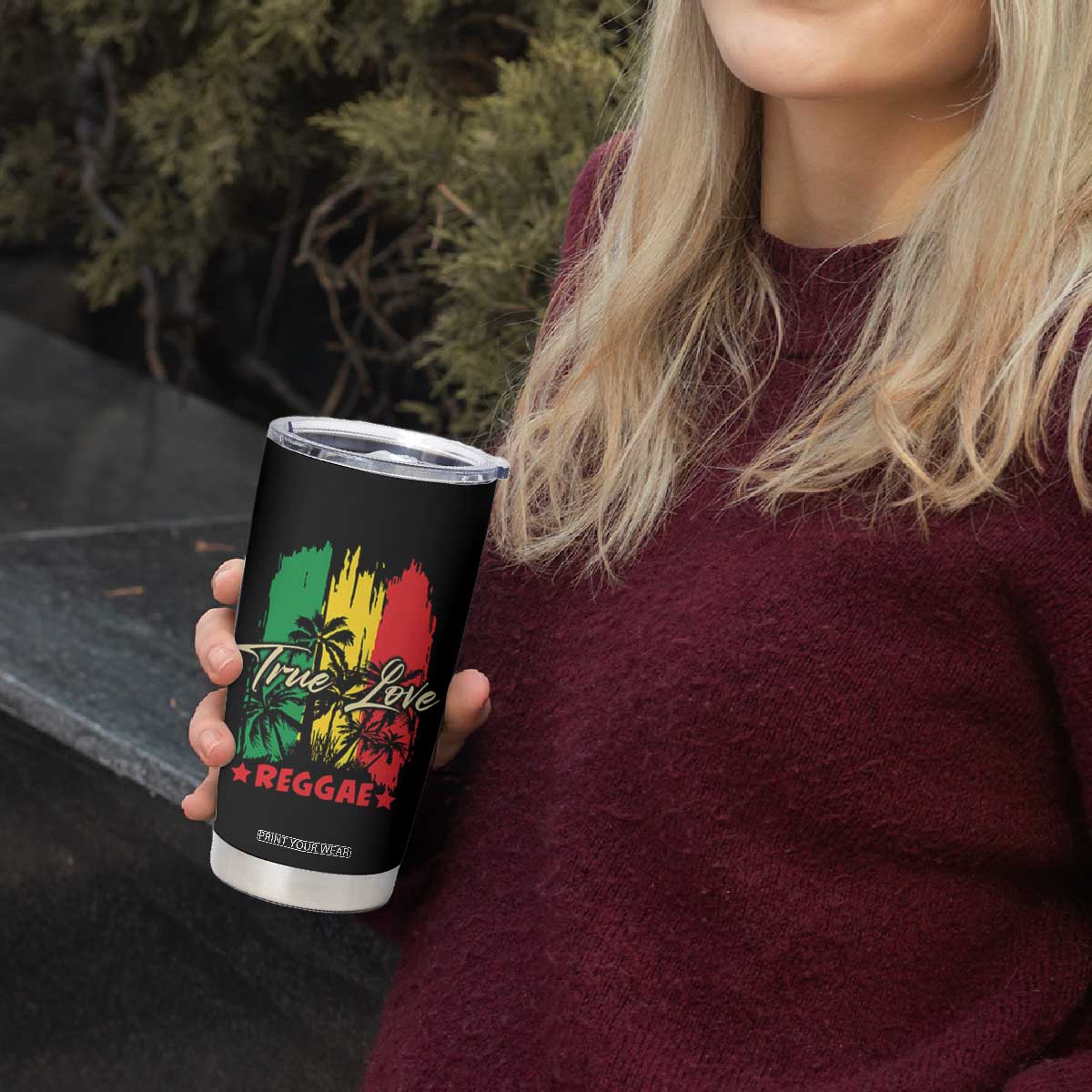 True Love Reggae Tumbler Cup Jamaican Rasta Music Palm Tree TS11 Print Your Wear
