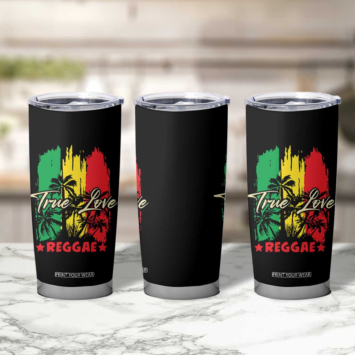 True Love Reggae Tumbler Cup Jamaican Rasta Music Palm Tree TS11 Print Your Wear
