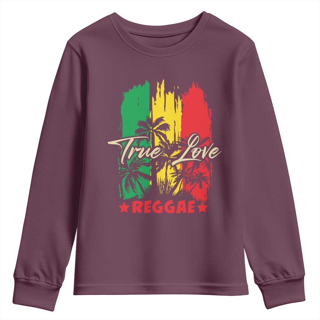 True Love Reggae Youth Sweatshirt Jamaican Rasta Music Palm Tree TS11 Maroon Print Your Wear
