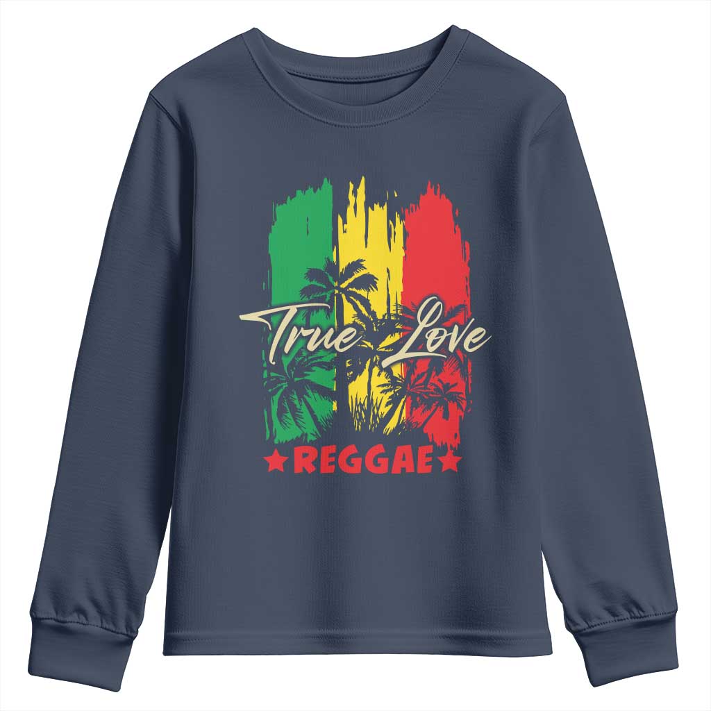 True Love Reggae Youth Sweatshirt Jamaican Rasta Music Palm Tree TS11 Navy Print Your Wear