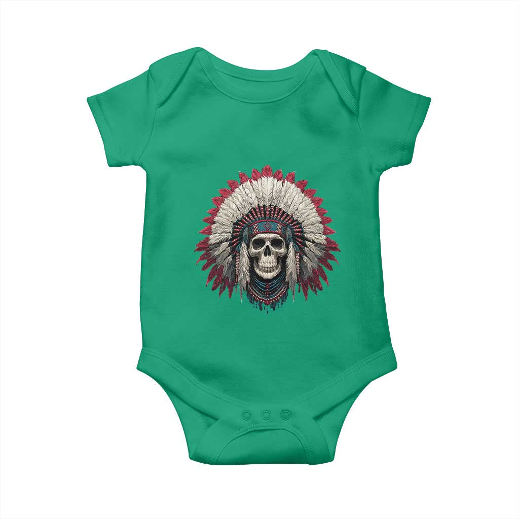 Native American Indian Chief Skull Headdress Baby Onesie TS11 Irish Green Print Your Wear