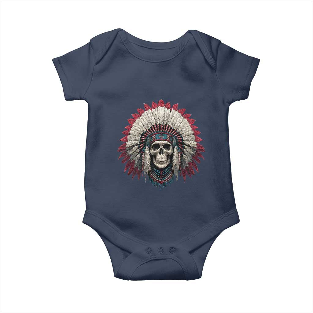 Native American Indian Chief Skull Headdress Baby Onesie TS11 Navy Print Your Wear