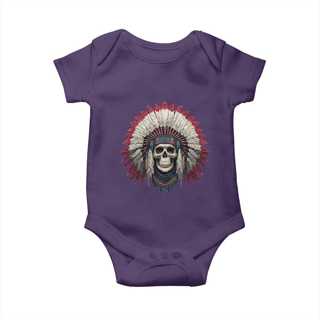 Native American Indian Chief Skull Headdress Baby Onesie TS11 Purple Print Your Wear