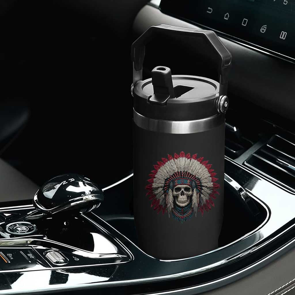 Native American Indian Chief Skull Headdress Flip Straw Tumbler TS11 Print Your Wear
