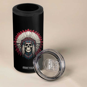 Native American Indian Chief Skull Headdress 4 in 1 Can Cooler Tumbler TS11 Print Your Wear