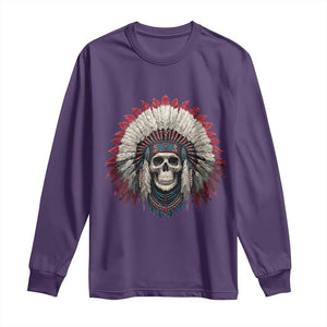 Native American Indian Chief Skull Headdress Long Sleeve Shirt TS11 Purple Print Your Wear