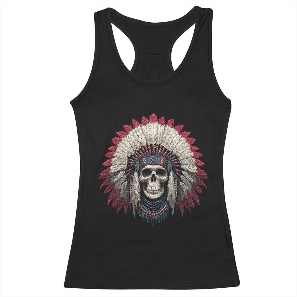 Native American Indian Chief Skull Headdress Racerback Tank Top TS11 Black Print Your Wear