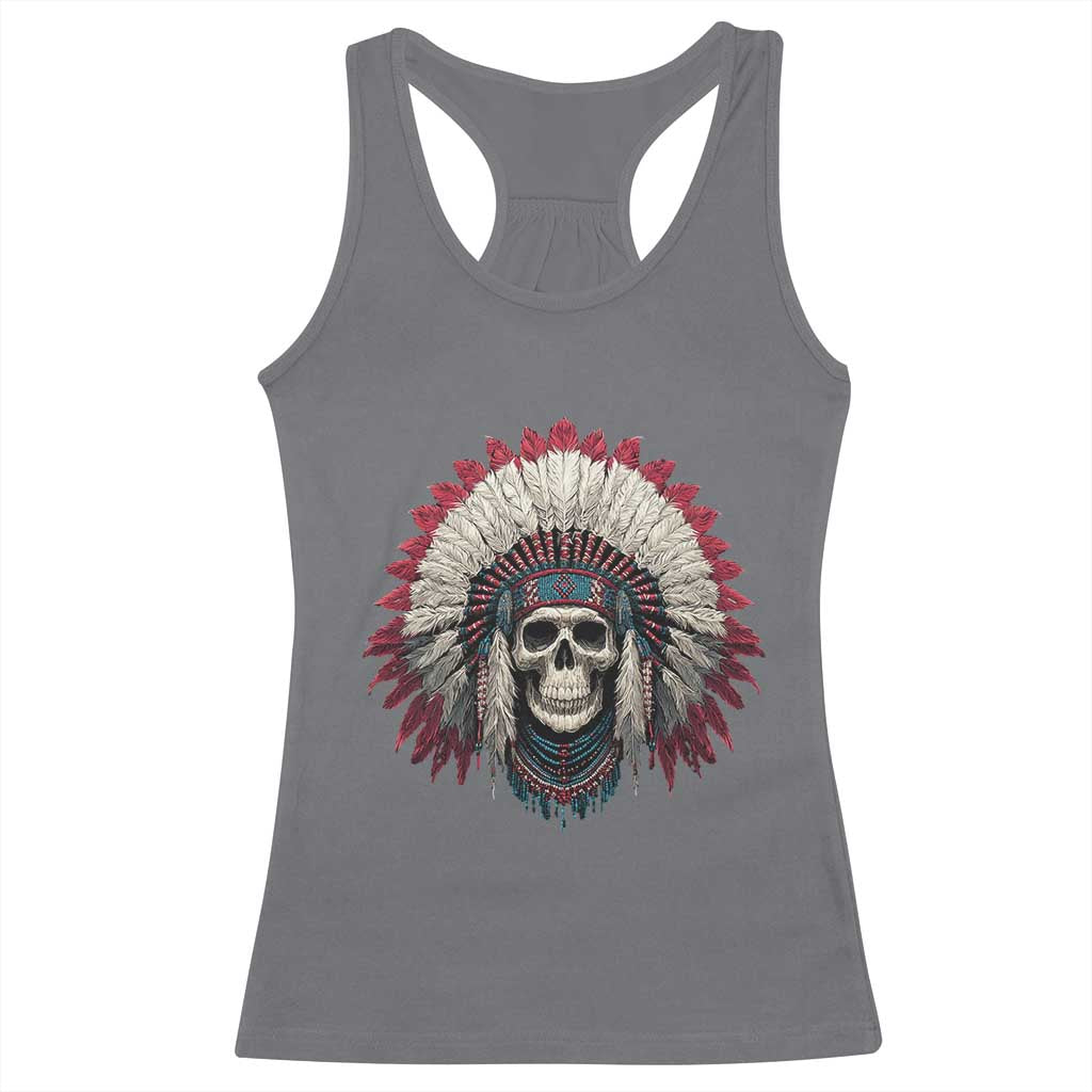 Native American Indian Chief Skull Headdress Racerback Tank Top TS11 Charcoal Print Your Wear