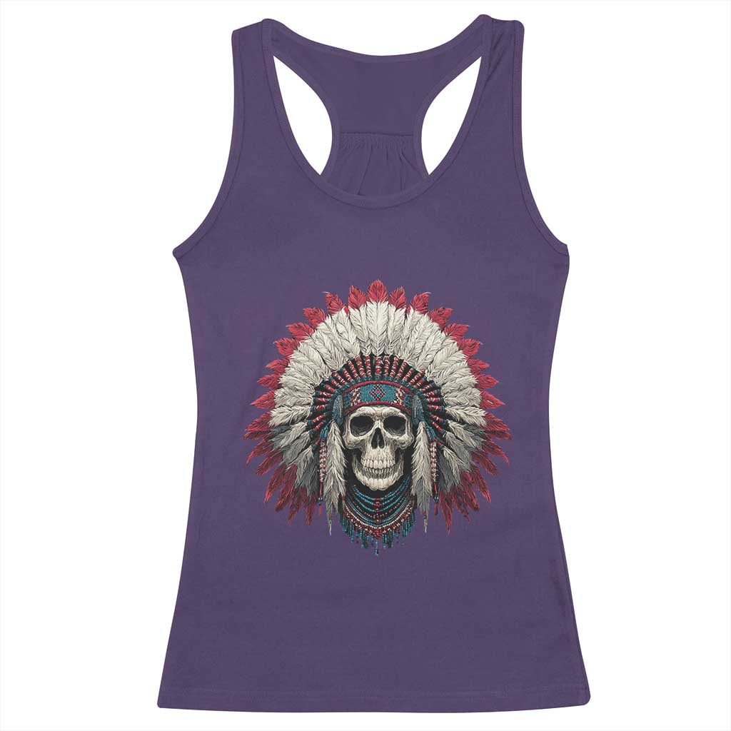 Native American Indian Chief Skull Headdress Racerback Tank Top TS11 Purple Print Your Wear