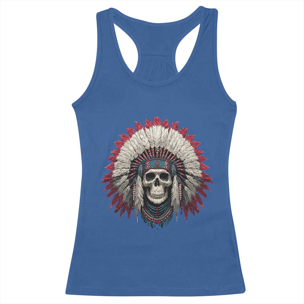 Native American Indian Chief Skull Headdress Racerback Tank Top TS11 Royal Blue Print Your Wear