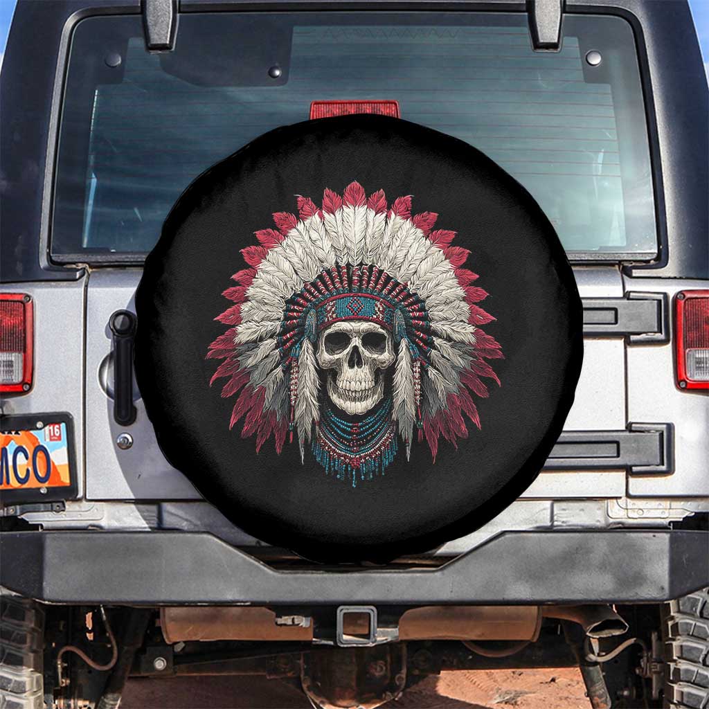 Native American Indian Chief Skull Headdress Spare Tire Cover TS11 No hole Black Print Your Wear