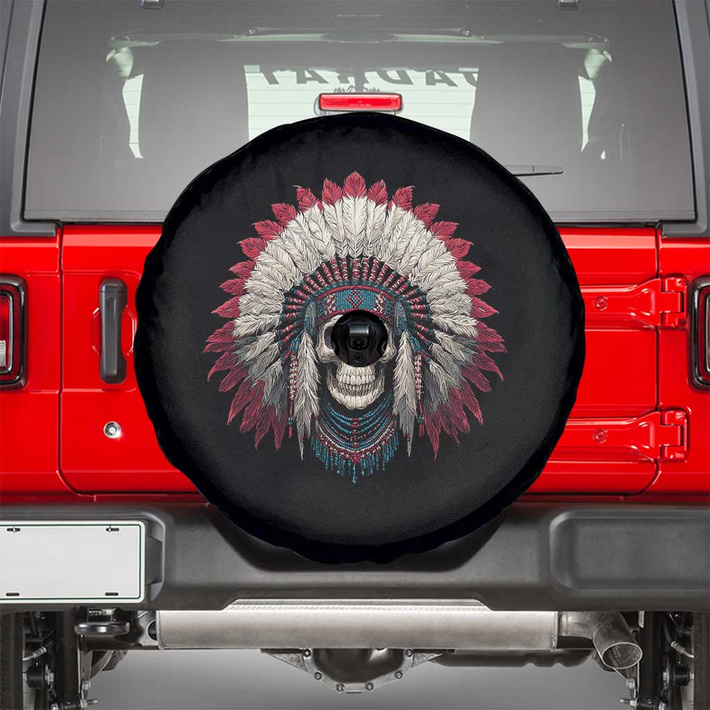 Native American Indian Chief Skull Headdress Spare Tire Cover TS11 Black Print Your Wear