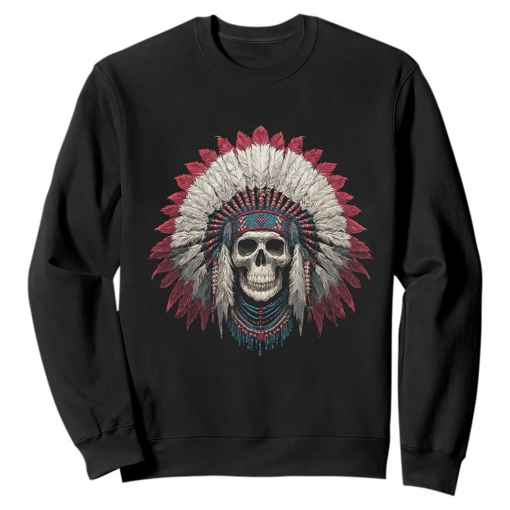 Native American Indian Chief Skull Headdress Sweatshirt TS11 Black Print Your Wear