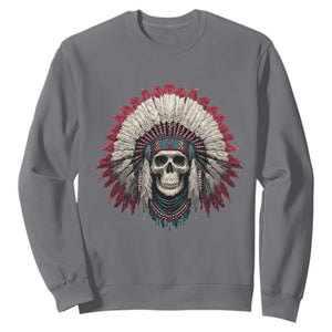 Native American Indian Chief Skull Headdress Sweatshirt TS11 Charcoal Print Your Wear