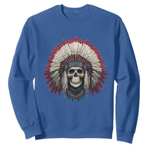 Native American Indian Chief Skull Headdress Sweatshirt TS11 Royal Blue Print Your Wear