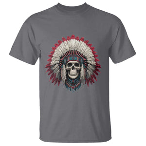 Native American Indian Chief Skull Headdress T Shirt TS11 Charcoal Print Your Wear