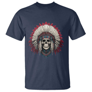 Native American Indian Chief Skull Headdress T Shirt TS11 Navy Print Your Wear