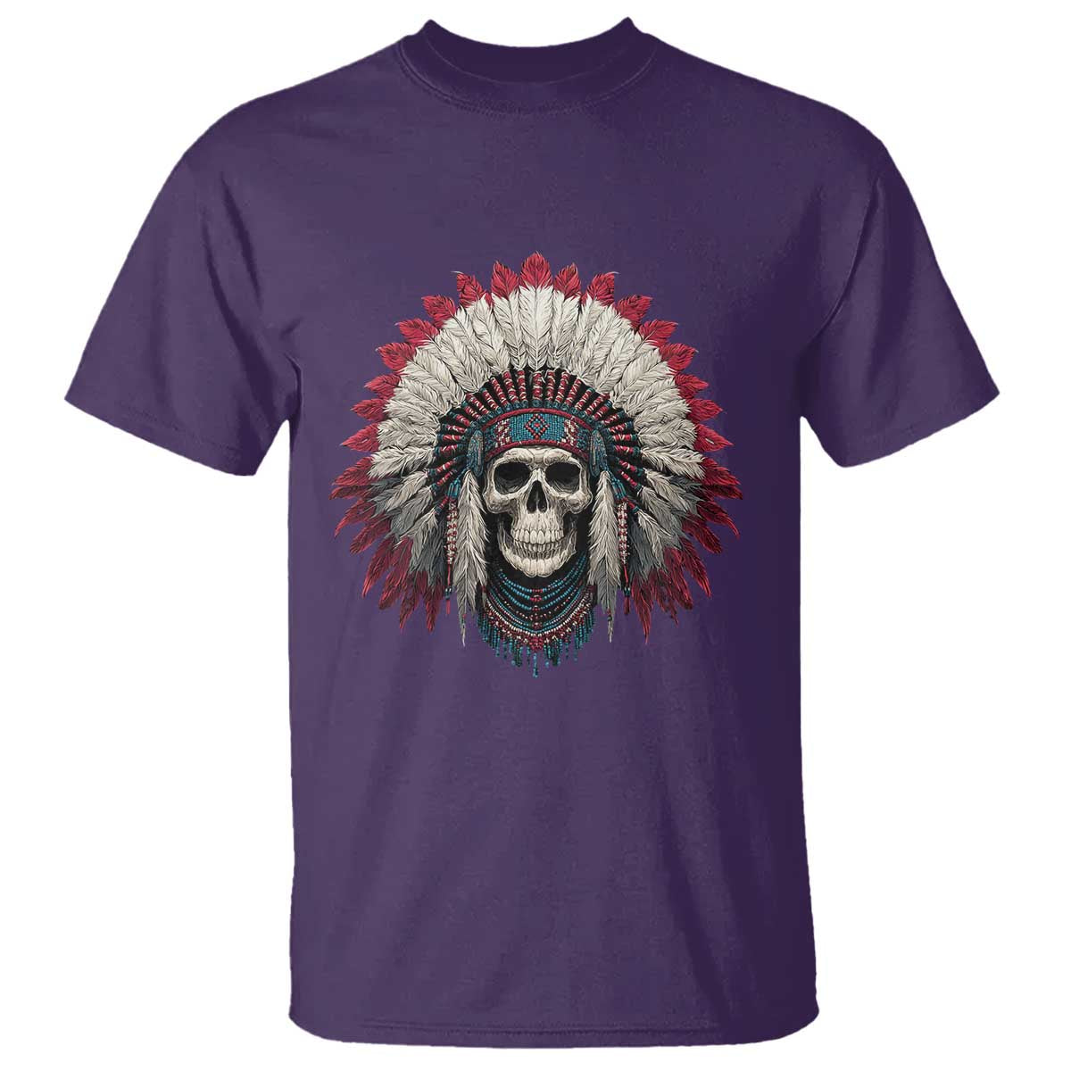 Native American Indian Chief Skull Headdress T Shirt TS11 Purple Print Your Wear