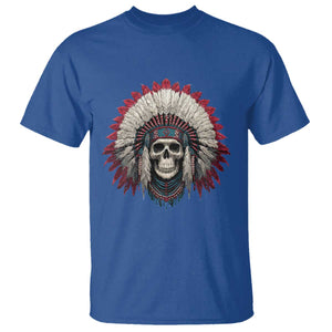 Native American Indian Chief Skull Headdress T Shirt TS11 Royal Blue Print Your Wear
