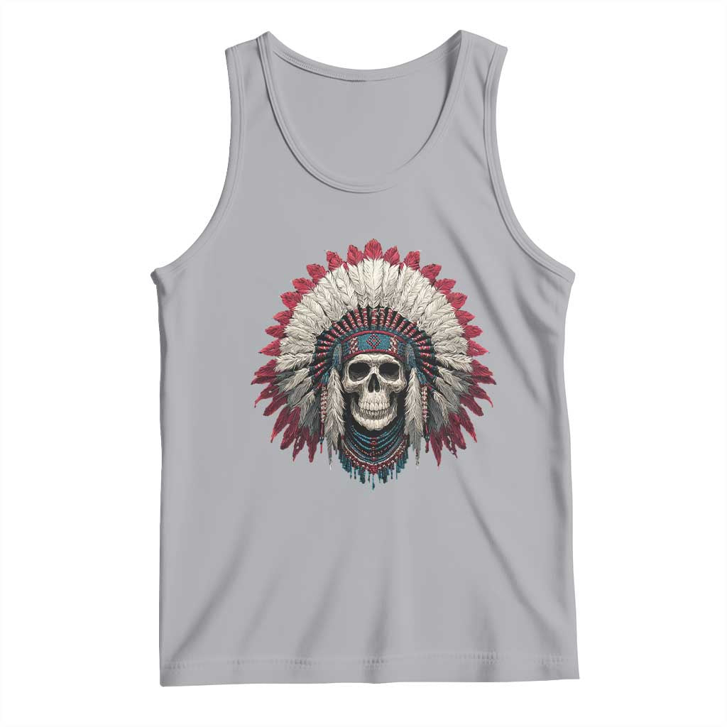 Native American Indian Chief Skull Headdress Tank Top TS11 Athletic Heather Print Your Wear