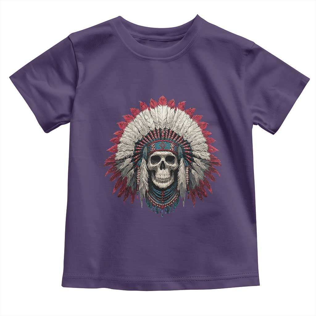Native American Indian Chief Skull Headdress Toddler T Shirt TS11 Purple Print Your Wear