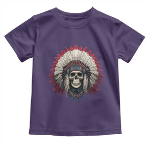 Native American Indian Chief Skull Headdress Toddler T Shirt TS11 Purple Print Your Wear