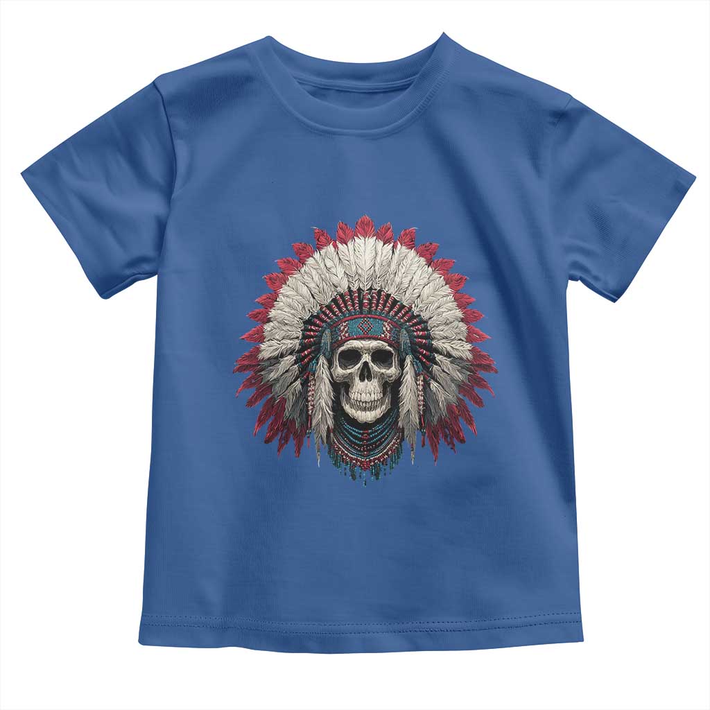 Native American Indian Chief Skull Headdress Toddler T Shirt TS11 Royal Blue Print Your Wear