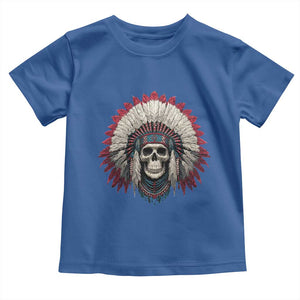 Native American Indian Chief Skull Headdress Toddler T Shirt TS11 Royal Blue Print Your Wear