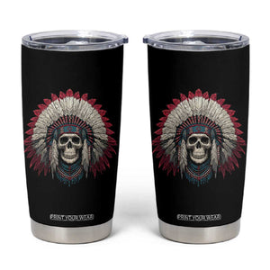 Native American Indian Chief Skull Headdress Tumbler Cup TS11 Black Print Your Wear
