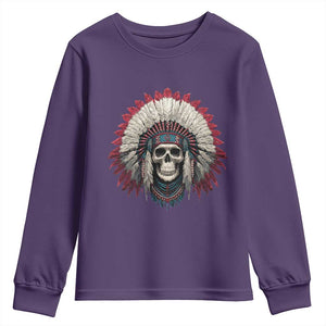 Native American Indian Chief Skull Headdress Youth Sweatshirt TS11 Purple Print Your Wear