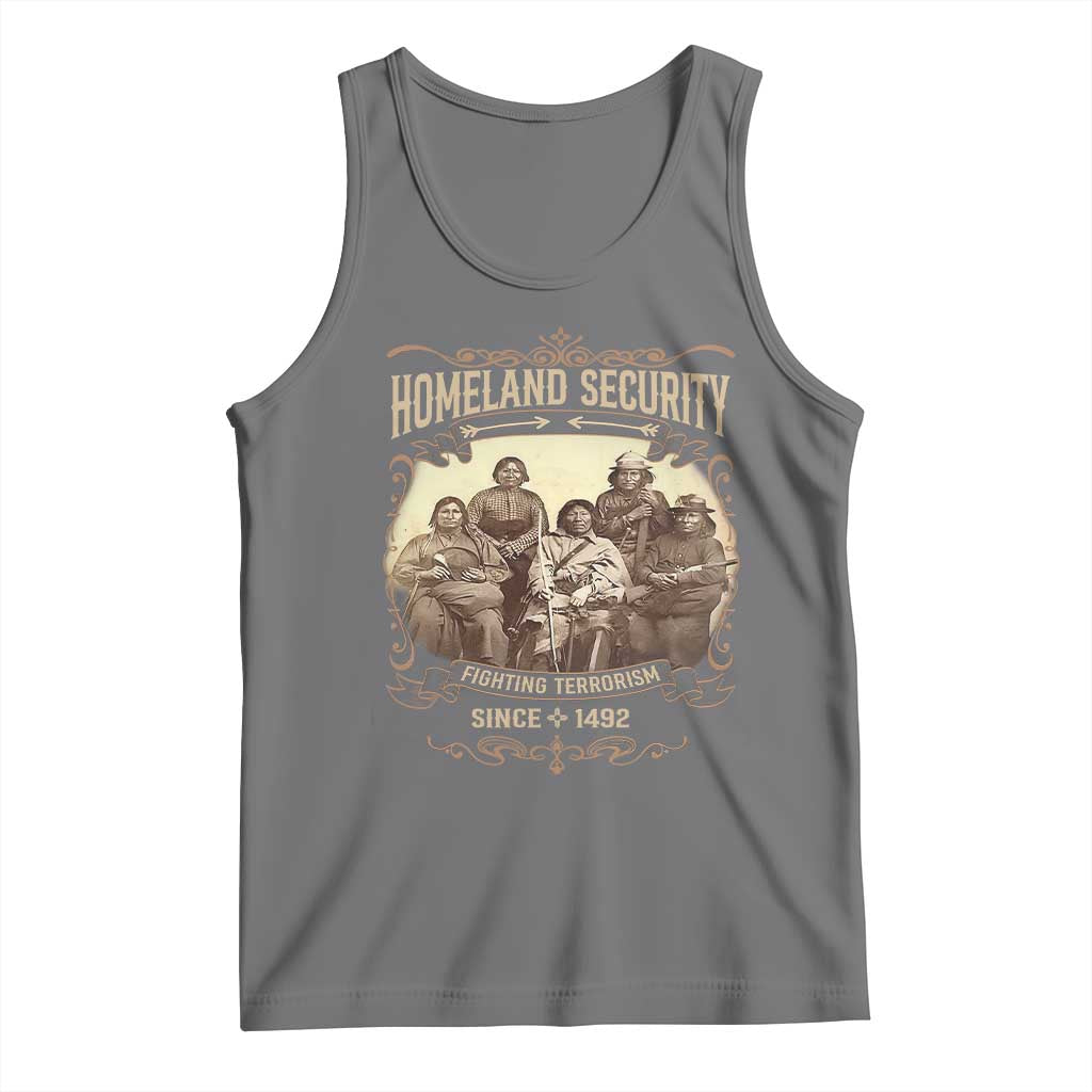 Homeland Security Fighting Terrorism Since 1492 Tank Top Native American History TS11 Black Heather Print Your Wear