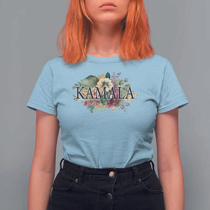 Harris 2024 T Shirt For Women Vintage Flowers Feminine First Female President TS11 Light Blue Print Your Wear