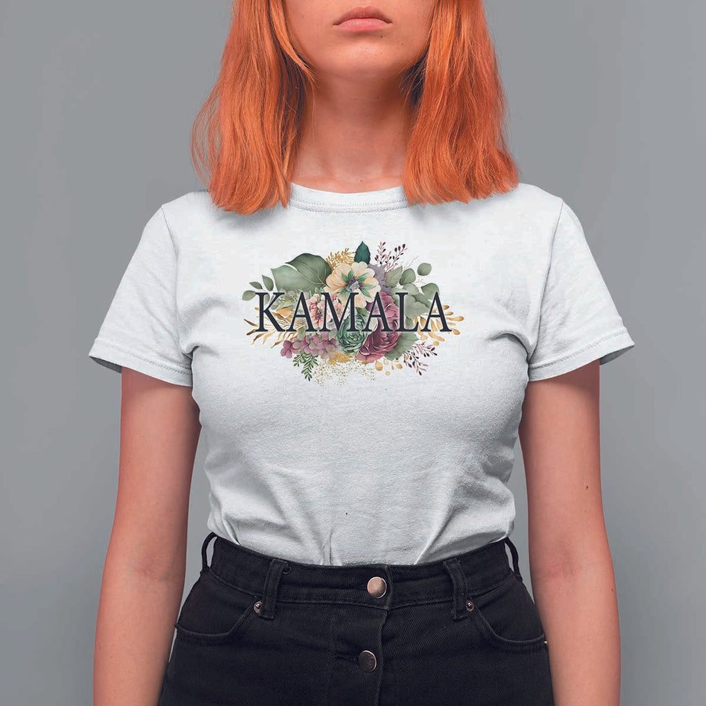 Harris 2024 T Shirt For Women Vintage Flowers Feminine First Female President TS11 White Print Your Wear