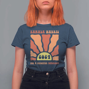 Kamala Harris For A Brighter Tomorrow 2024 T Shirt For Women Boho Aesthetic Sunshine TS11 Navy Print Your Wear