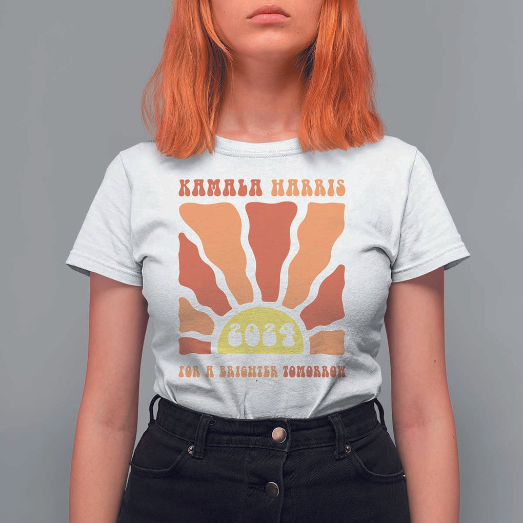 Kamala Harris For A Brighter Tomorrow 2024 T Shirt For Women Boho Aesthetic Sunshine TS11 White Print Your Wear