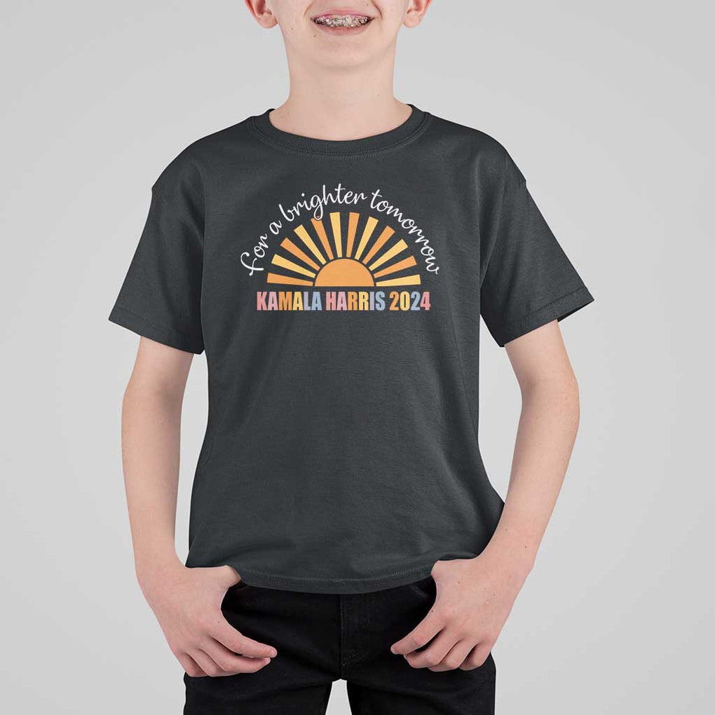 Kamala 2024 T Shirt For Kid Harris For A Brighter Tomorrow Sunshine Boho Aesthetic TS11 Black Print Your Wear