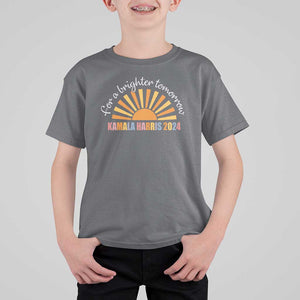 Kamala 2024 T Shirt For Kid Harris For A Brighter Tomorrow Sunshine Boho Aesthetic TS11 Charcoal Print Your Wear