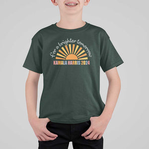 Kamala 2024 T Shirt For Kid Harris For A Brighter Tomorrow Sunshine Boho Aesthetic TS11 Dark Forest Green Print Your Wear