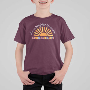 Kamala 2024 T Shirt For Kid Harris For A Brighter Tomorrow Sunshine Boho Aesthetic TS11 Maroon Print Your Wear