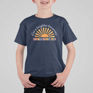 Kamala 2024 T Shirt For Kid Harris For A Brighter Tomorrow Sunshine Boho Aesthetic TS11 Navy Print Your Wear