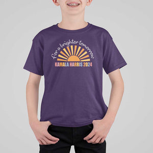 Kamala 2024 T Shirt For Kid Harris For A Brighter Tomorrow Sunshine Boho Aesthetic TS11 Purple Print Your Wear