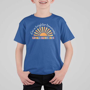 Kamala 2024 T Shirt For Kid Harris For A Brighter Tomorrow Sunshine Boho Aesthetic TS11 Royal Blue Print Your Wear