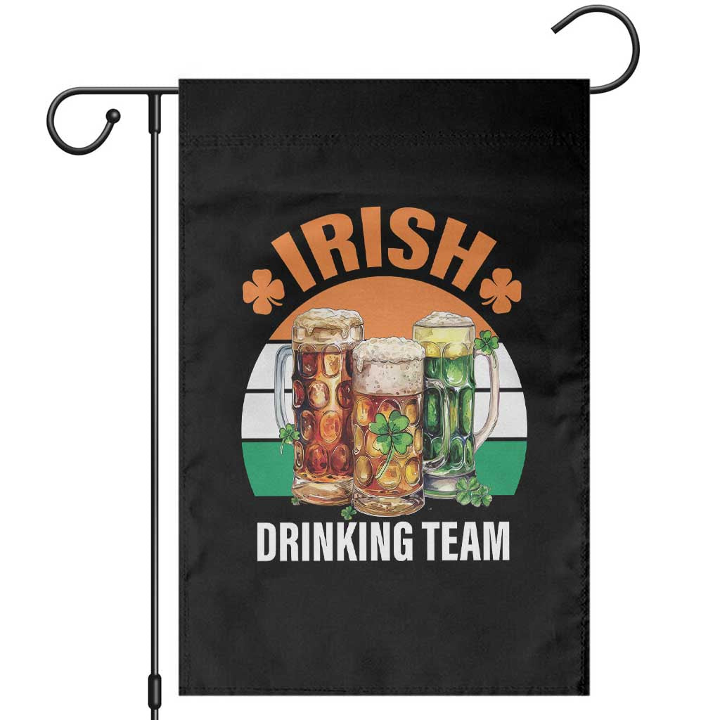 Funny Irish Drinking Team Garden Flag St Patricks Day Vintage Beer Ireland Flag Clover TS11 Black Print Your Wear
